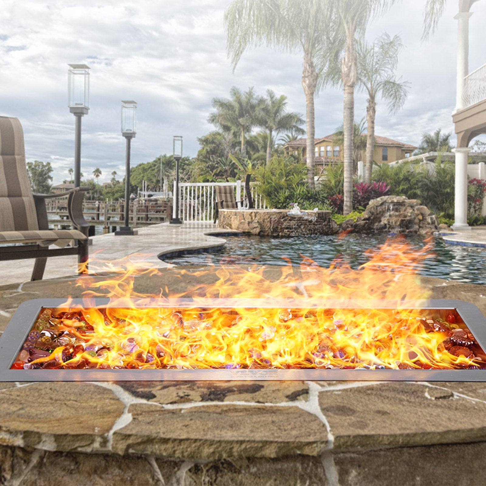 24x8 Inch Rectangular Stainless Steel Drop-in Fire Pit Pan