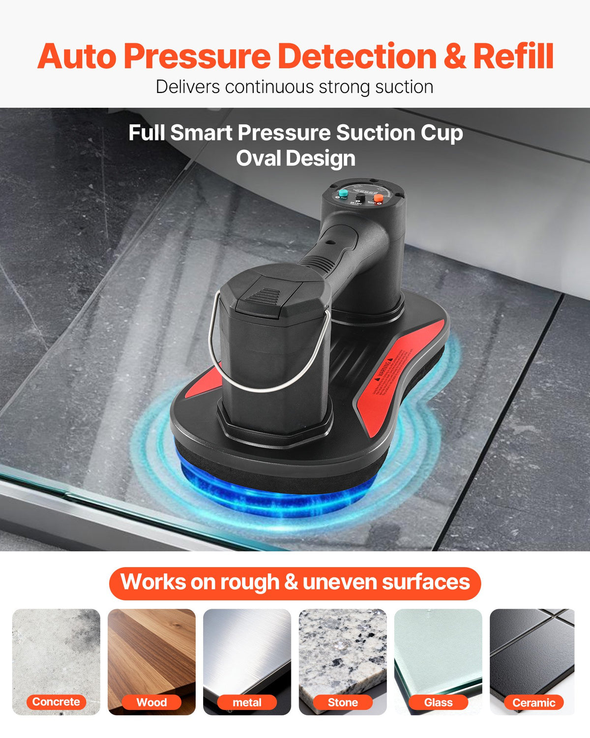 Electric Vacuum Suction Cup, 375 Lbs Lifting Capacity