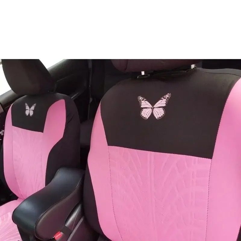 Universal Car Seat Cover Full Set with Butterfly Embroidery