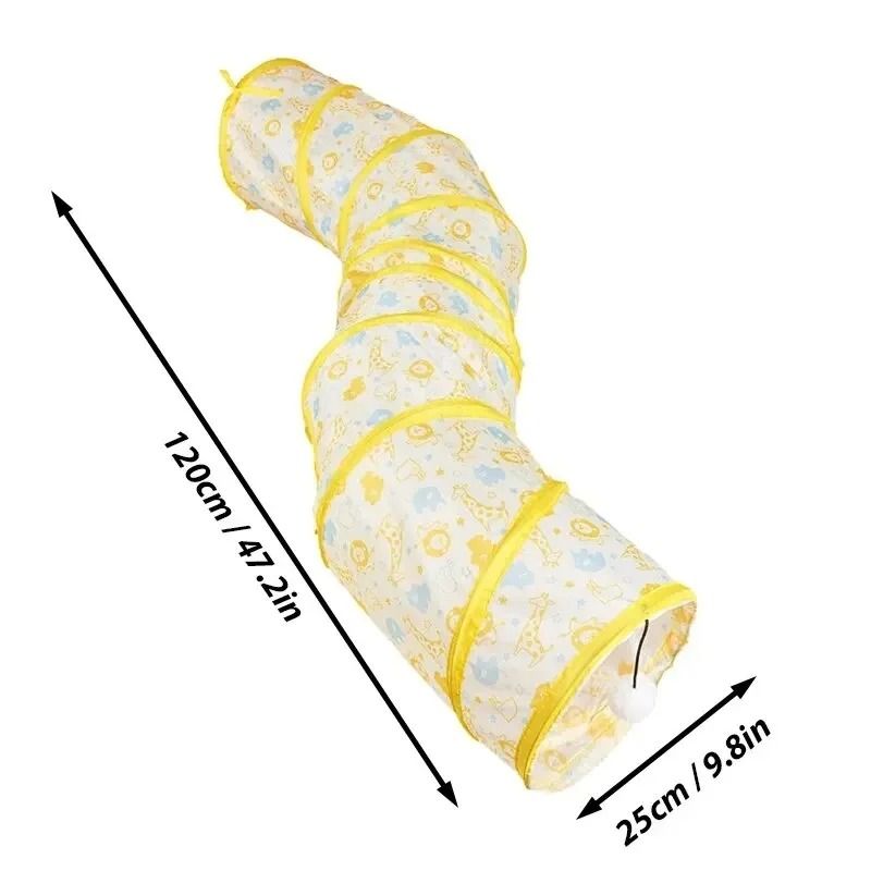 Collapsible S-Shape Cat Tunnel Toy for Indoor and Outdoor